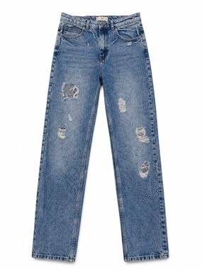 Mango Light Blue Denim Jeans with Contrast Topstitching